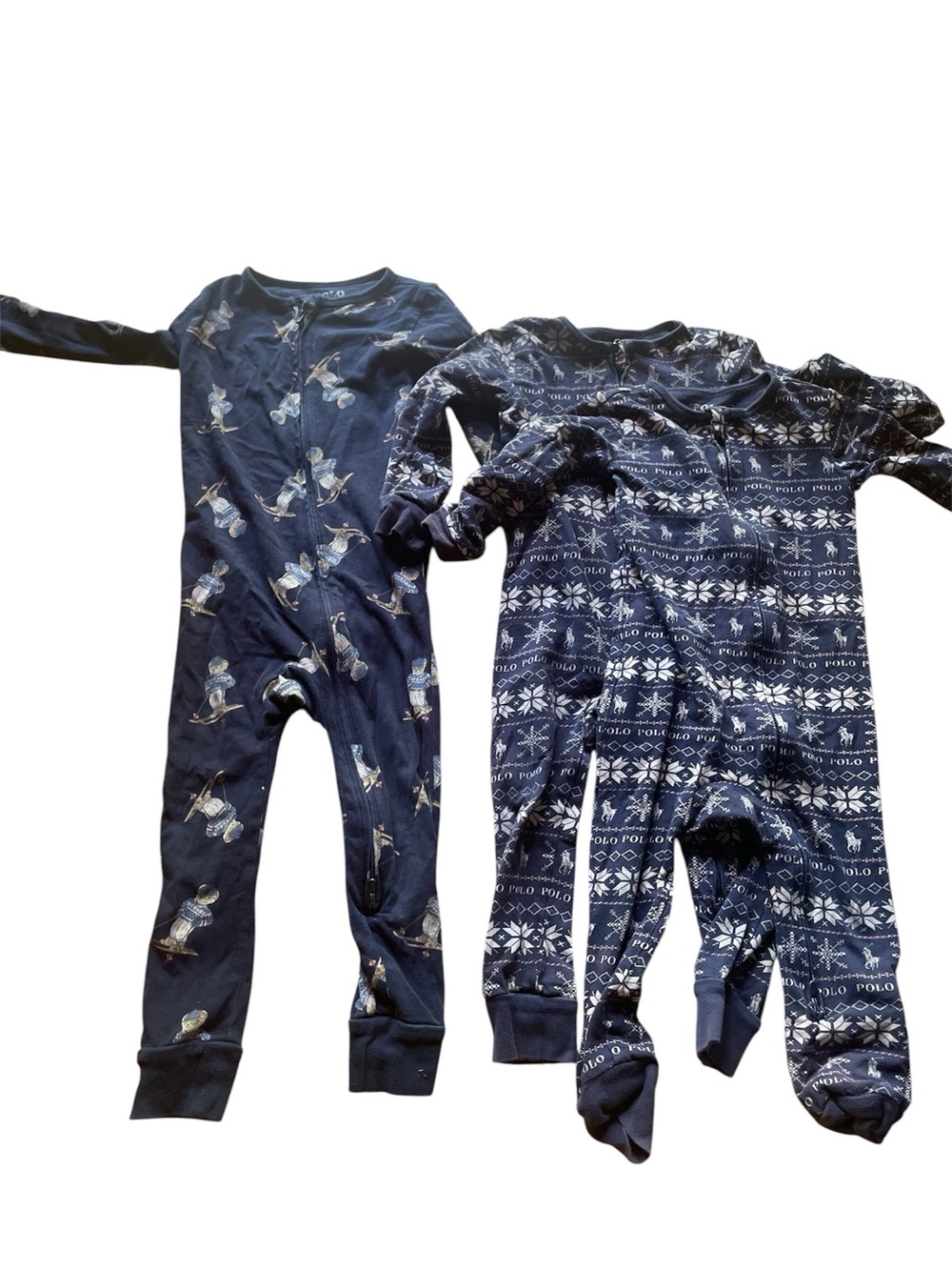 Polo by Ralph Lauren Navy Holiday Print Kids One-Piece Pajama Set of Three